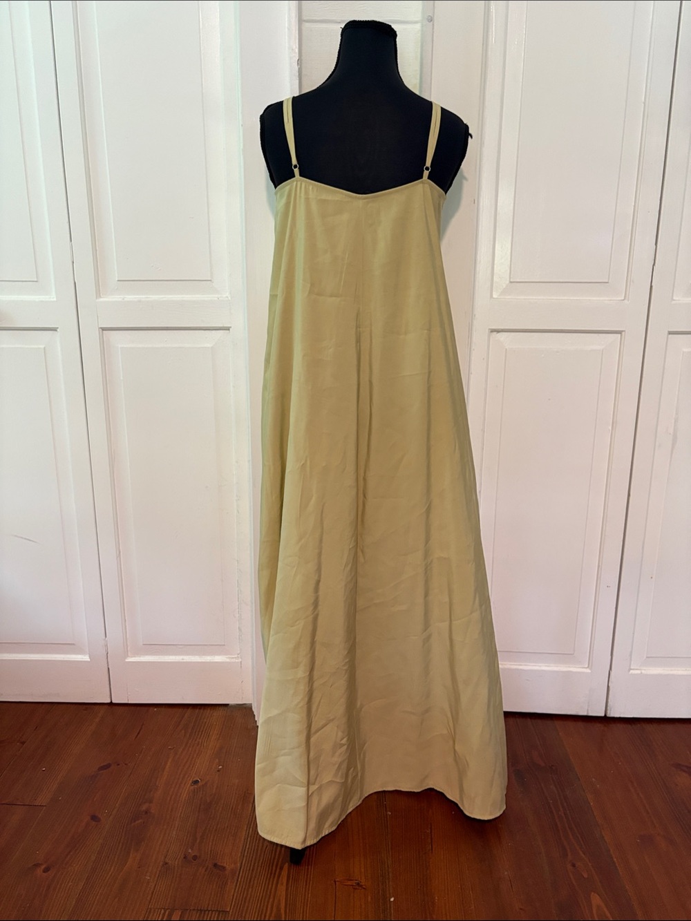 Zara Light Olive Slip Maxi Dress with Spaghetti Straps - Picture 2 of 4